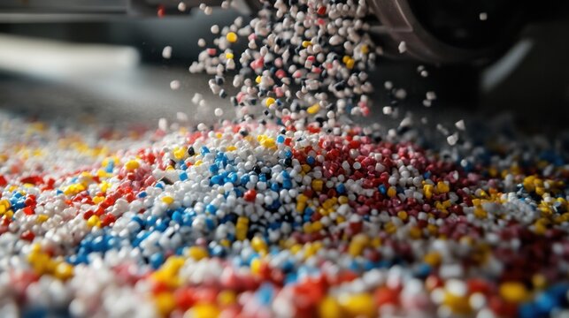 Plastic compounding machine mixing raw polymer materials