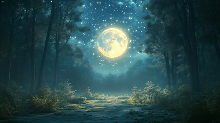 Starlight and Moonlight: A Magical Forest Journey - Made with Generative AI