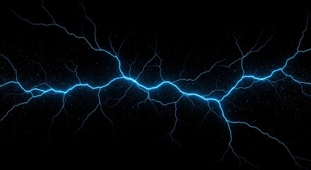 Fototapeta premium Stunning Electric Blue Lightning Strikes Captured on Dark Background