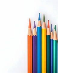 Colorful pencils arranged on white background (1)