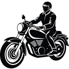 Fototapeta premium silhouette of a person riding a motorcycle illustration black and white