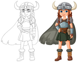 Viking Warrior Girl Illustration