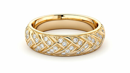 Gold band with woven diamond design