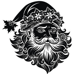 Fototapeta premium Vector of black silhouette of Christmas Santa Claus