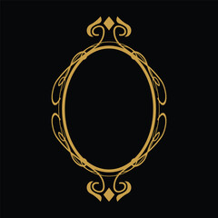 Gold round border and frame decorative element graphic