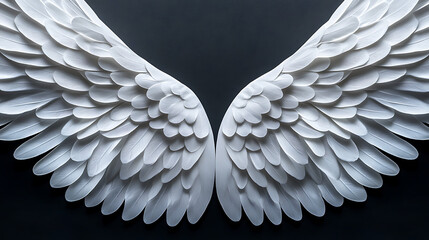 "Pure White Angel Wings Isolated on Transparent Background – Ethereal and Divine Feathered Wings"

