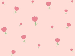 Pink seamless background with flowers, cute girly aesthetic background, floral pattern design graphic, digital art illustration