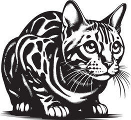 Bengal cat vector in black and white