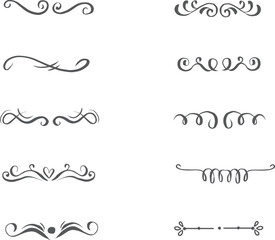 dividers doodle set. Wedding decorative elements. Divider ornament, borders, floral, vintage line separators. Set page dividers. swirl ornament