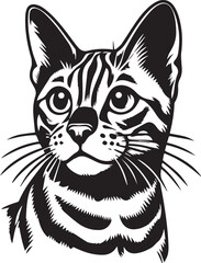 Bengal cat vector in black and white