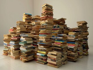Obraz premium Huge stack of books like building.