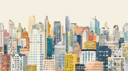 Obraz premium Flat illustration of city skyline with skyscrapers and cityscape 