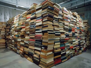 Fototapeta premium Huge stack of books like building.
