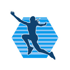 Silhouette of a sporty woman in running pose. Silhouette of a female run pose.