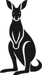 Kangaroo sitting with ears perked up vector silhouette