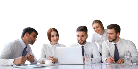 business colleagues discussing new opportunities on a transparent background