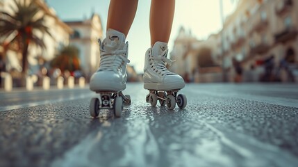 Fototapeta premium someone was on roller skates in the afternoon