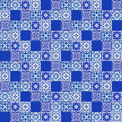 Seamless Azulejo Pattern with Vintage Portuguese Tiles