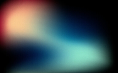 Grainy noisy gradient background, abstract vibrant color shape, glowing rainbow yellow, blue, orange , black noise texture banner design