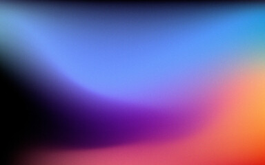 Grainy noisy gradient background, abstract vibrant color shape, glowing rainbow sky blue, black, purple,  pink noise texture banner design