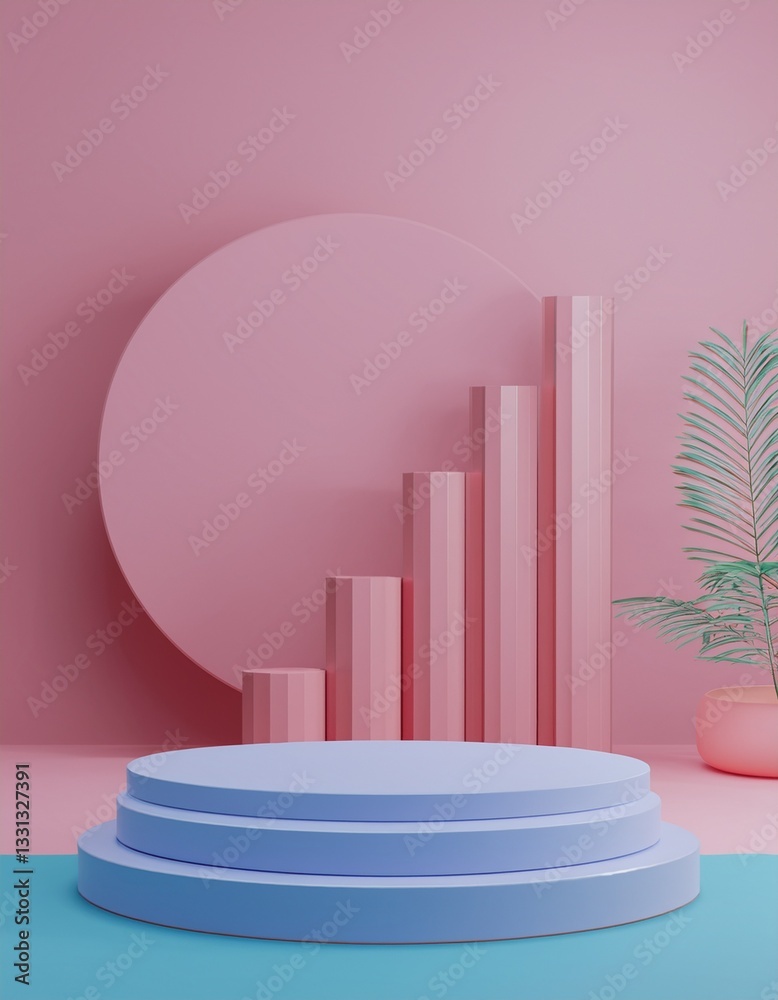 Poster abstract mock up scene pastel color. geometry shape podium background for product. 3d rendering. gen