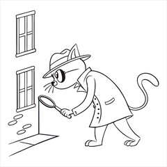 Cute cartoon cat and mouse vector illustration, a funny animal design