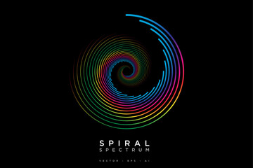 Multi-color spiral vortex on dark black background. Universe objects. Isolated vector illustration on dark background.  © Zain