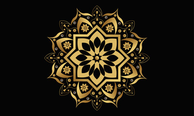 Luxuri Gold Ornate Mandala 8 Flowers In Centre