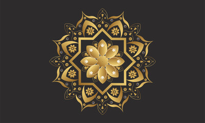 Luxury Gold Ornate Flowers Mandala Design Islamic