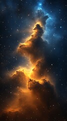 Fototapeta premium Dramatic Nebula Cloudscape in Deep Space with Glowing Stars Background