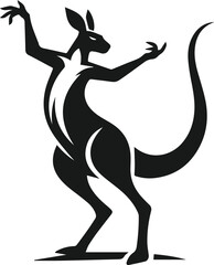 Kangaroo dancing with arms waving vector silhouette