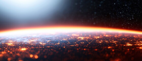 Obraz premium Earth illuminated by city lights at twilight from space