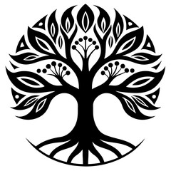 black and white tree