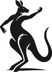 Kangaroo dancing with arms waving vector silhouette