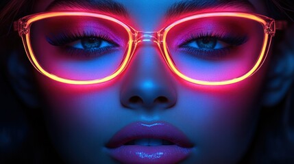 Neon glasses,  glamorous woman © TITISCAHYA