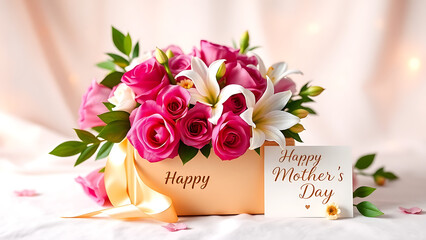 Happy Mother's Day Gift  with Flowers & tex "Happy mother's day"