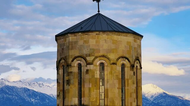 MOKVA, Eastern Abkhazia - 4.01.2025: Mokva Cathedral of the Assumption of the Blessed Virgin Mary. Christianity. Holy places. An ancient church built in the 10th century. A Christian shrine.