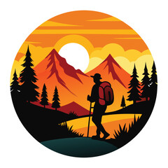 Hiking silhouette vector
