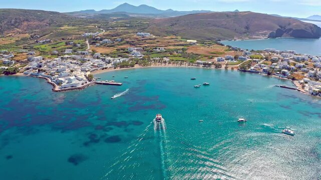 Pollonia town harbor sea coast aerial view
