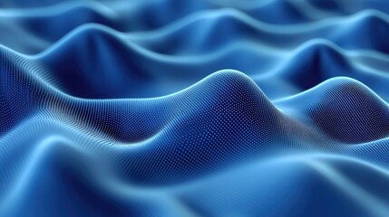 Abstract Blue Wave Background Digital Art 3D Render Dotted Surface Technology Texture