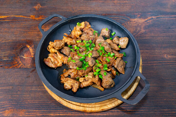 Deliciously cooked beef served on a traditional skillet dish