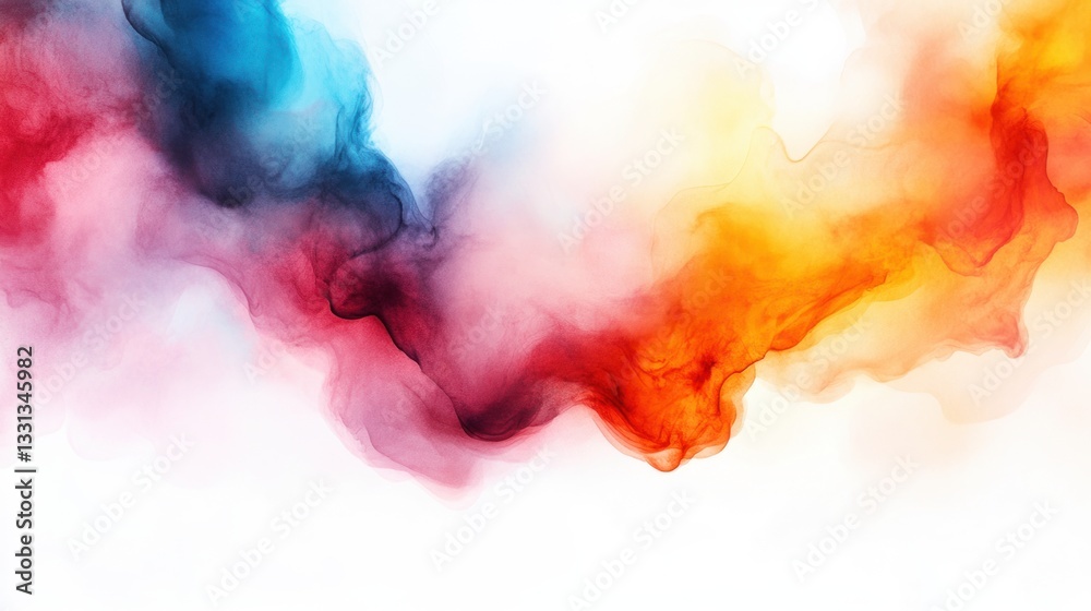 Aufkleber abstract colorful smoke flowing across white background for creative design projects
