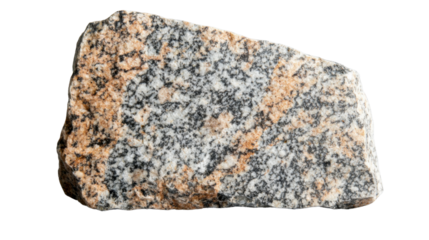 Raw unpolished orthogneiss rock specimen on transparent background