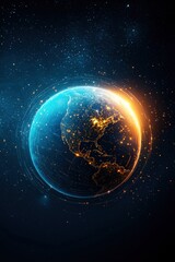 Obraz premium Vibrant Earth Globe Surrounded by Stars in Dark Cosmic Background