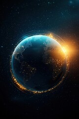 Fototapeta premium Beautiful Globe with Lights and Stars in Dark Space Environment