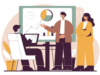 Fototapeta premium Business presentation with colleagues in a modern office setting