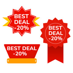 Set of Promotional Sale Badges and Discount Labels in Flat Design
