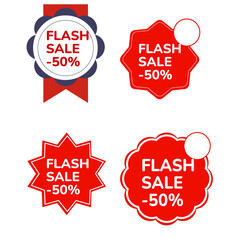 Set of Promotional Sale Badges and Discount Labels in Flat Design