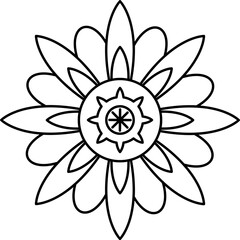 Abstract Flower Petals Line Art Illustration