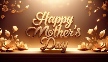 Naklejka premium A warm, glowing background with “Happy Mother’s Day” written in a soft, golden script. Elegant and heartfelt design, perfect for greeting cards and holiday celebrations